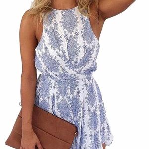 Summer Blue and White Romper